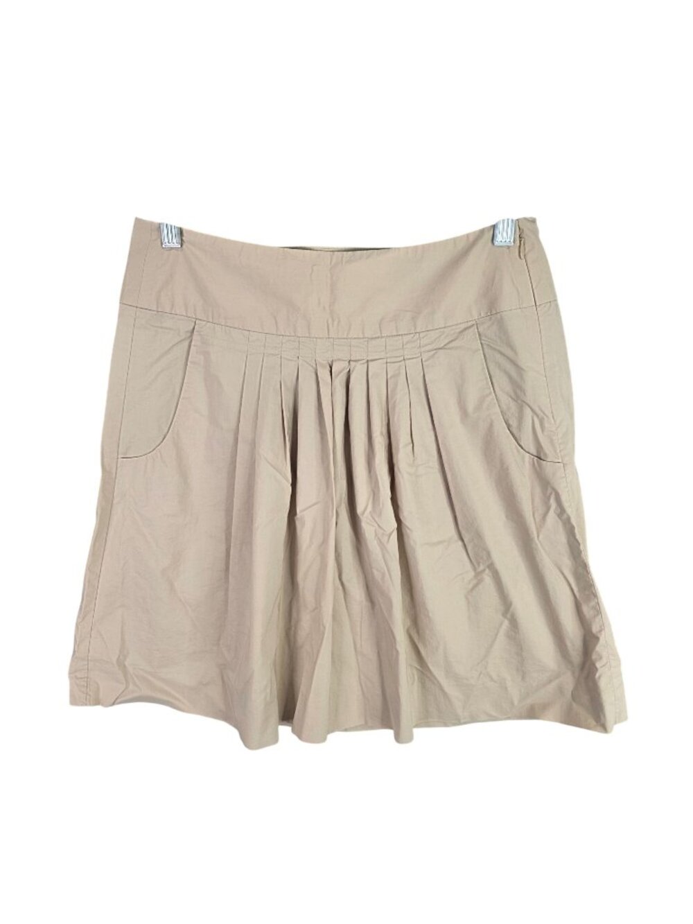 Womens Banana Republic Beige Pleated A-Line Skirt Cotton Blend Stretch Size 4